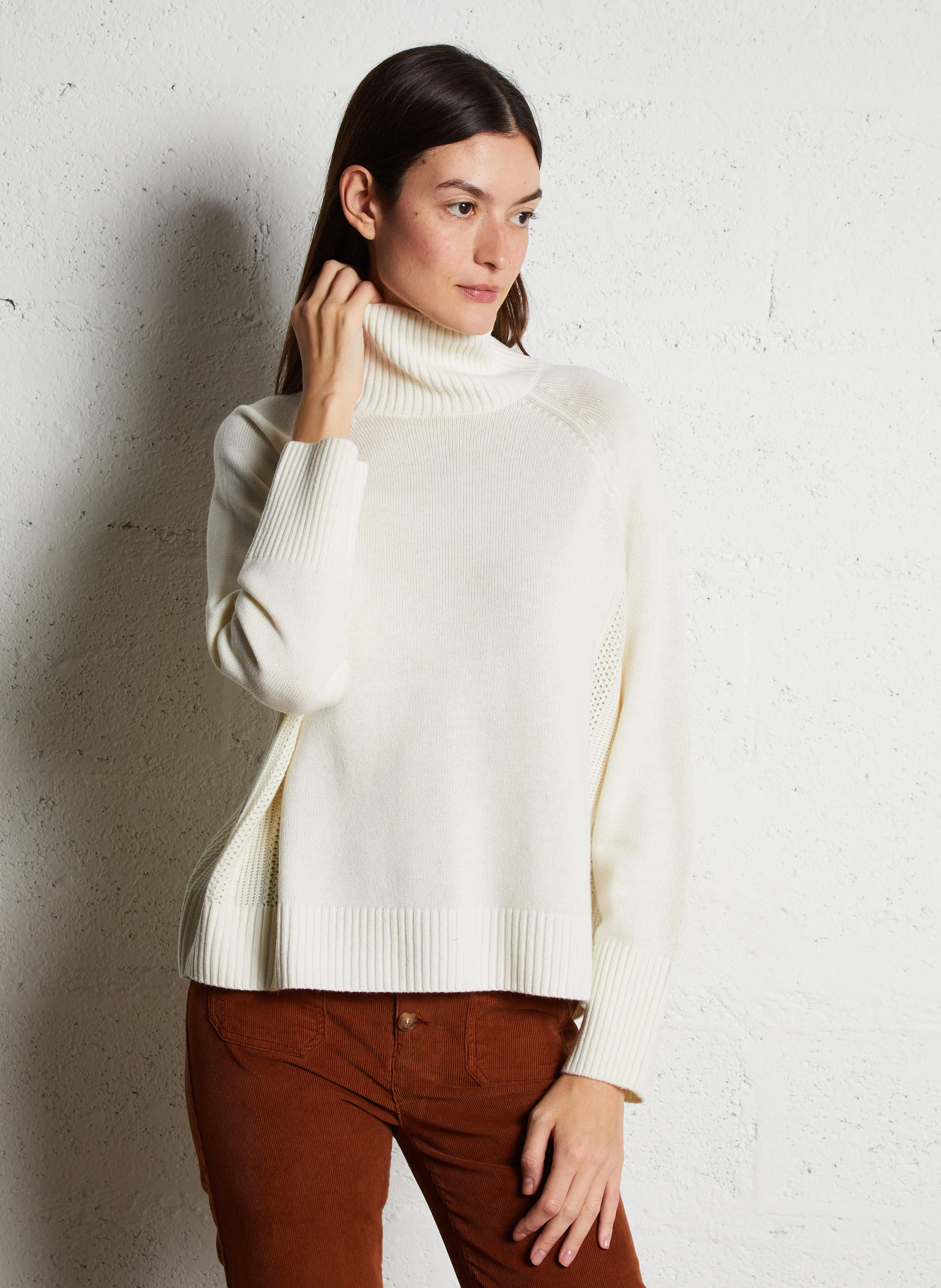 ARAMIS - Pull col montant en laine | Beige