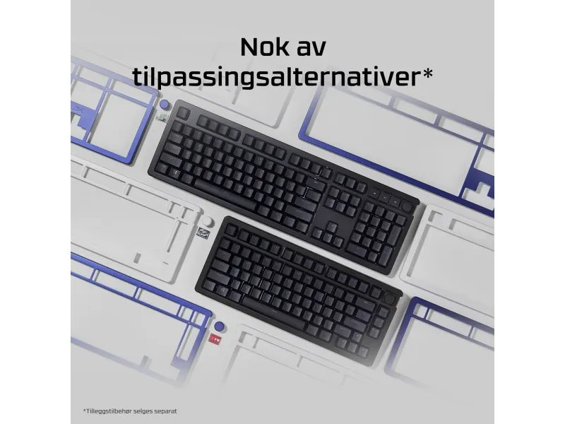HyperX Alloy Rise - Tastatur - 100% fuld størrelse - bagbelyst - USB-C - QWERTY - Pan Nordic - tastaturkontakt: HyperX Linear - sortering