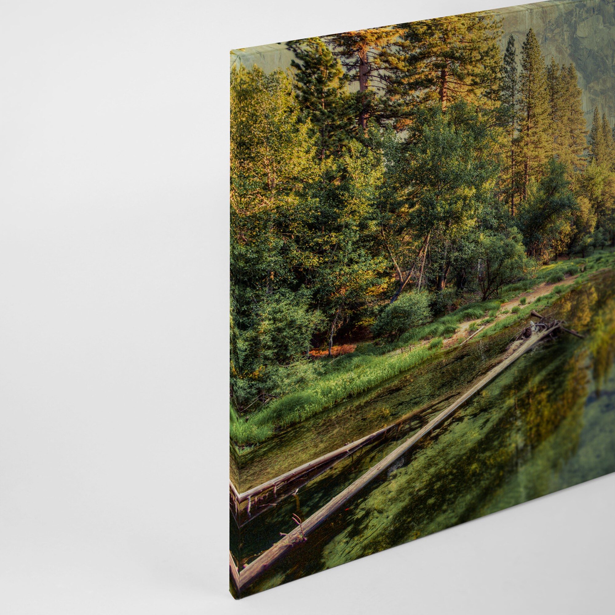 Leinwandbild Fluss Berge Grün Braun 90x60 DD120300 Keilrahmenbild Wandbild