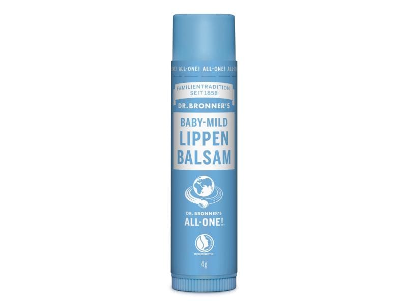 Dr.Bronner's Lippenbalsam All-one Baby Mild 4 g Natürliche Fair Trade Lippenpflege mit Bio Jojoba-, Hanf- und Avocadoöl
