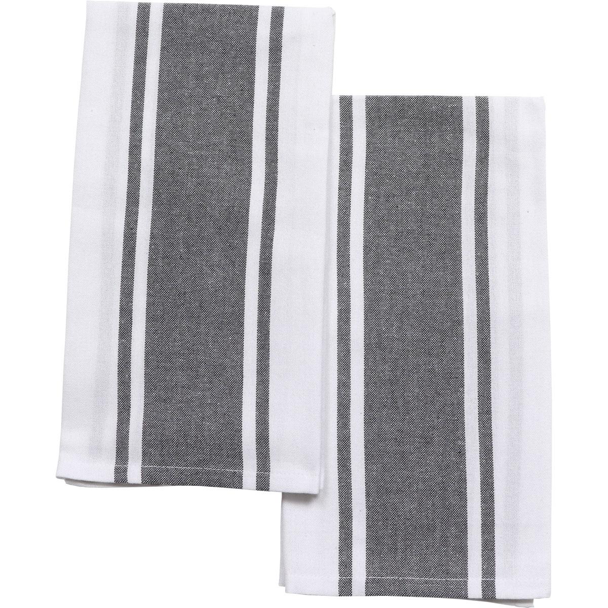 SET 2 TORCHONS LENA 50X70CM COTON POLYESTER NOIR