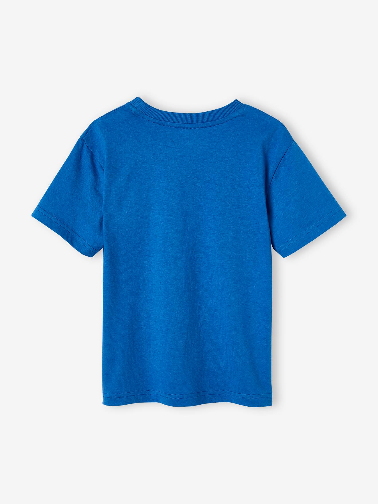 Camiseta infantil com efeito 3D, azul escuro.