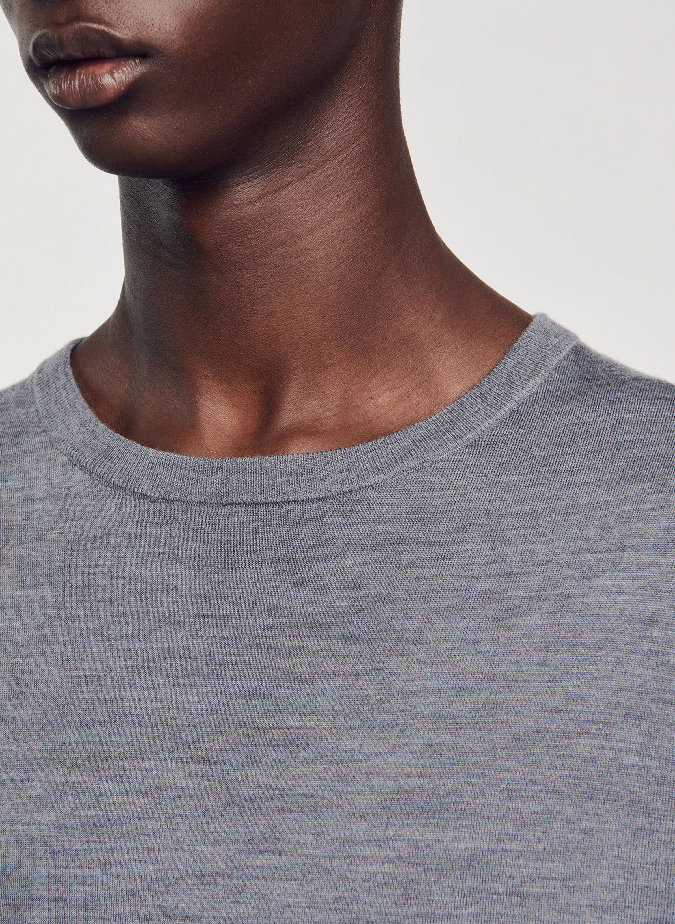 Pull col rond droit en laine | Gris