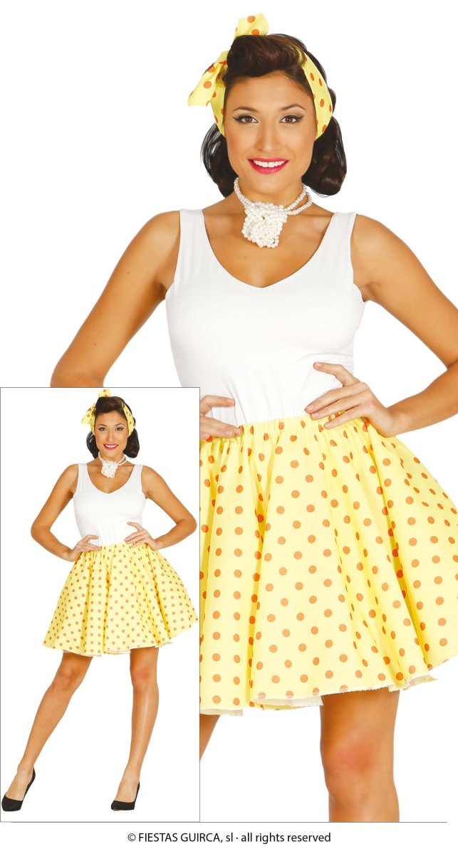 Grease Kostuum Set Geel 50's Dames L