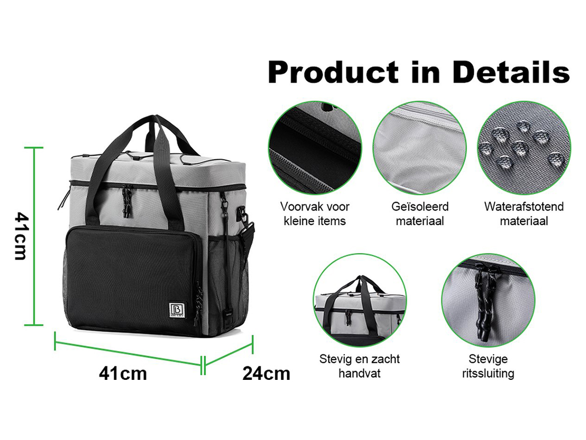 Brisby 4-laags geïsoleerde 40 liter koeltas - Grey