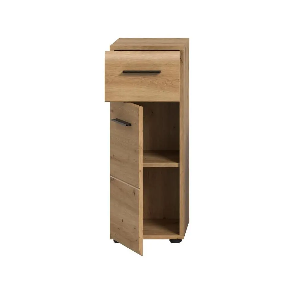 Hioshop Ice badkamerkast 1 deur- 1 lade eiken decor