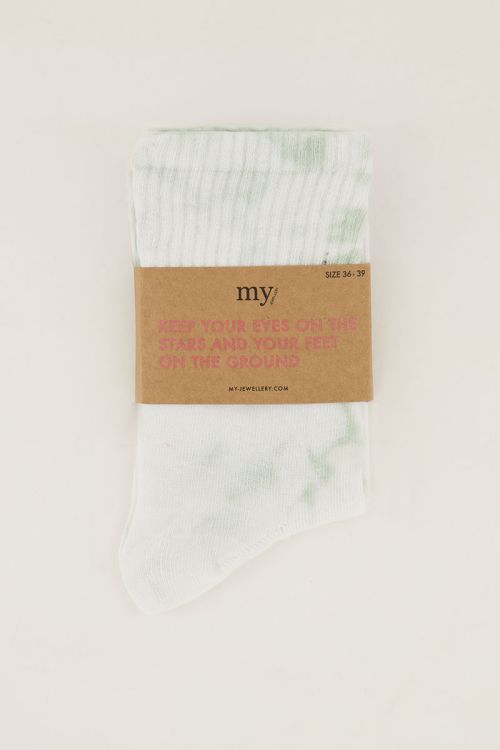Tie dye sokken mint groen