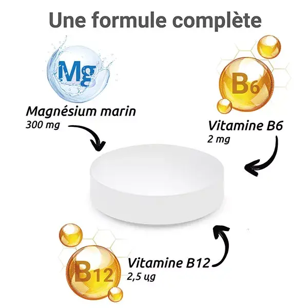 MAG 2 24H Suplemento alimentar de magnésio marinho, vitaminas B6 e B12, 120 comprimidos