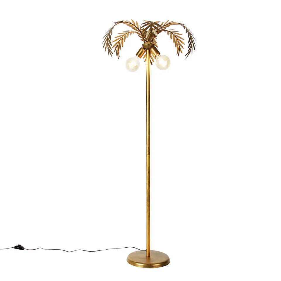 Qazqa vloerlampen botanica goudkleurig e27