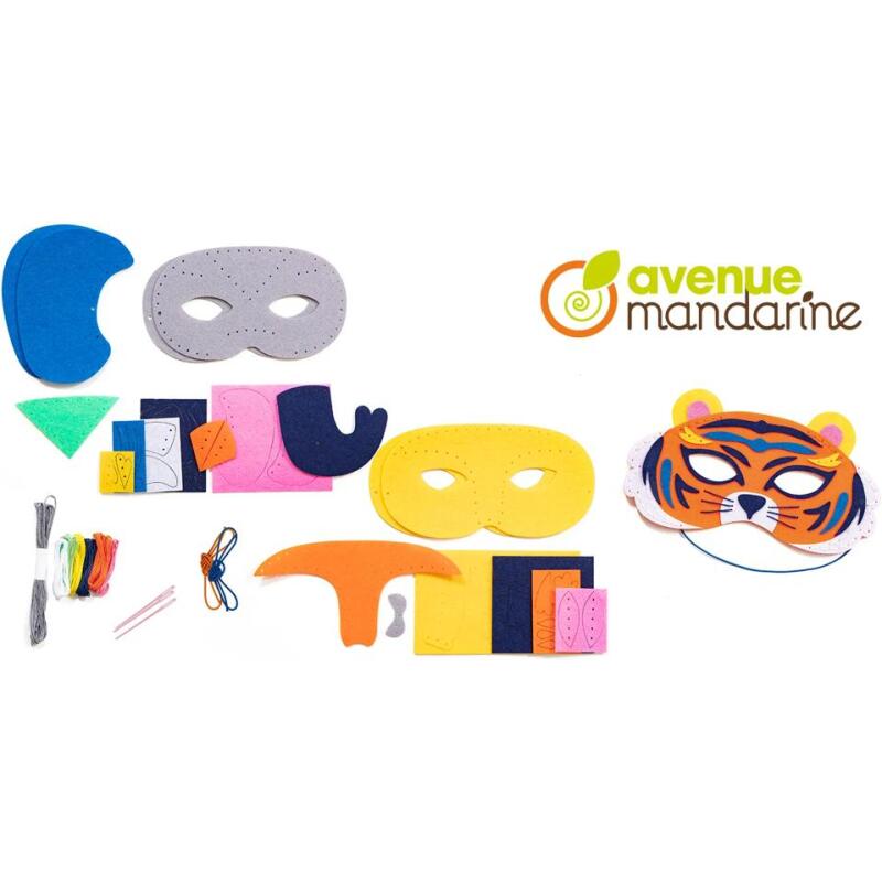 Boîte créative, Masques à coudre, Animaux de la savane - Multicolore