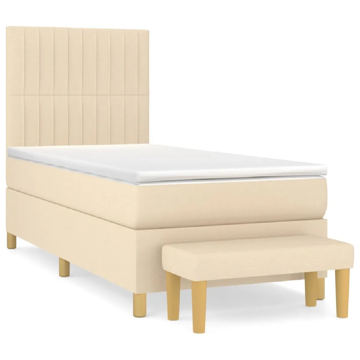 vidaXL Sommier à lattes Tissu Crème 90x200 cm