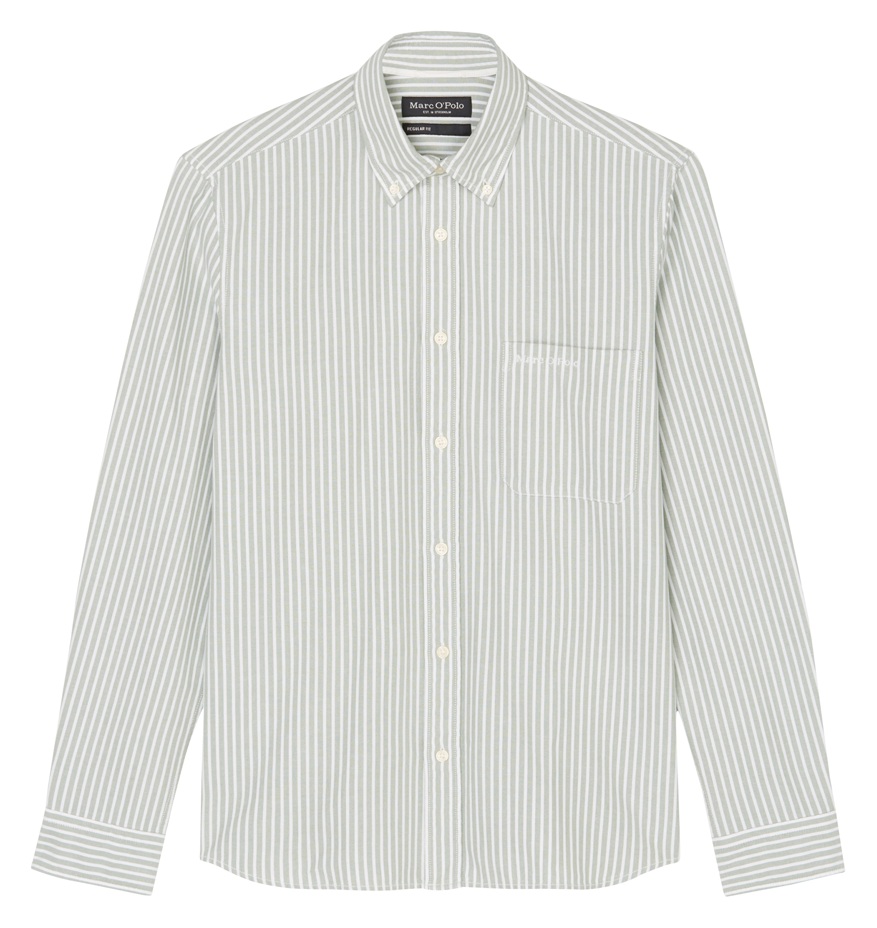 Chemise droite en coton rayé | Vert
