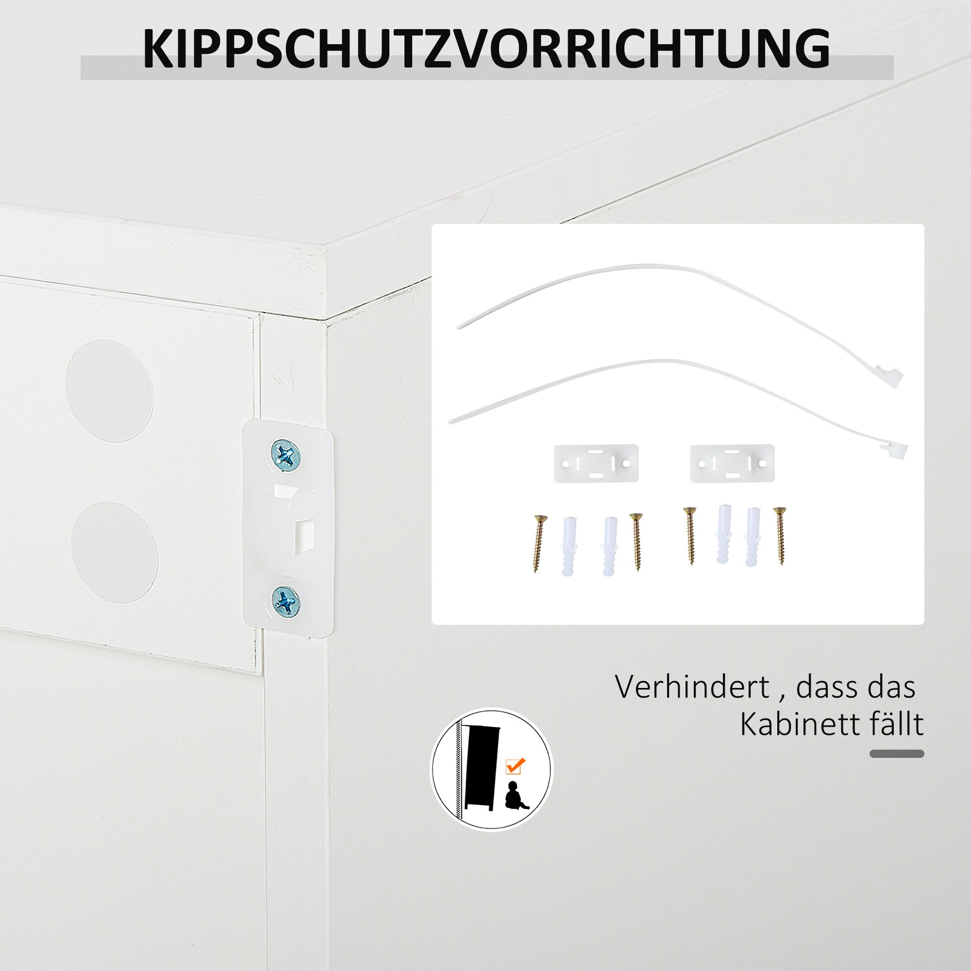 HOMCOM Beistellschrank mit Druckmechanismus weiß 117L x 36B x 74H cm