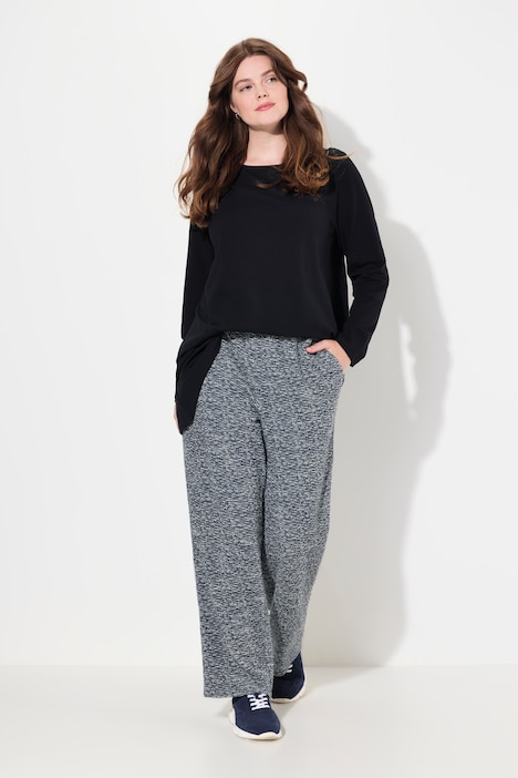 Bouclé-Hose Rose, weites Bein, Komfortbund, Biobaumwolle