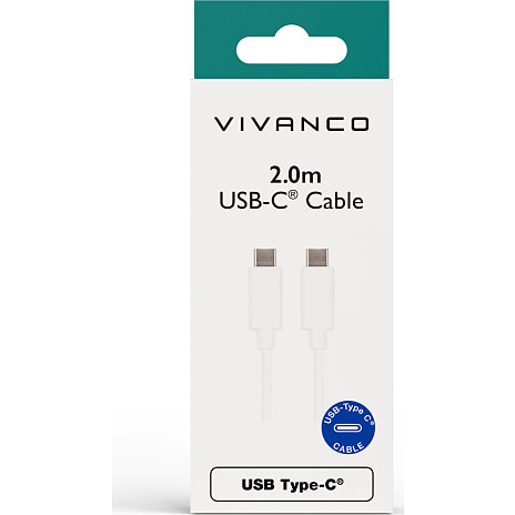 Vivanco USB-C til USB-C 2m kabel - hvid