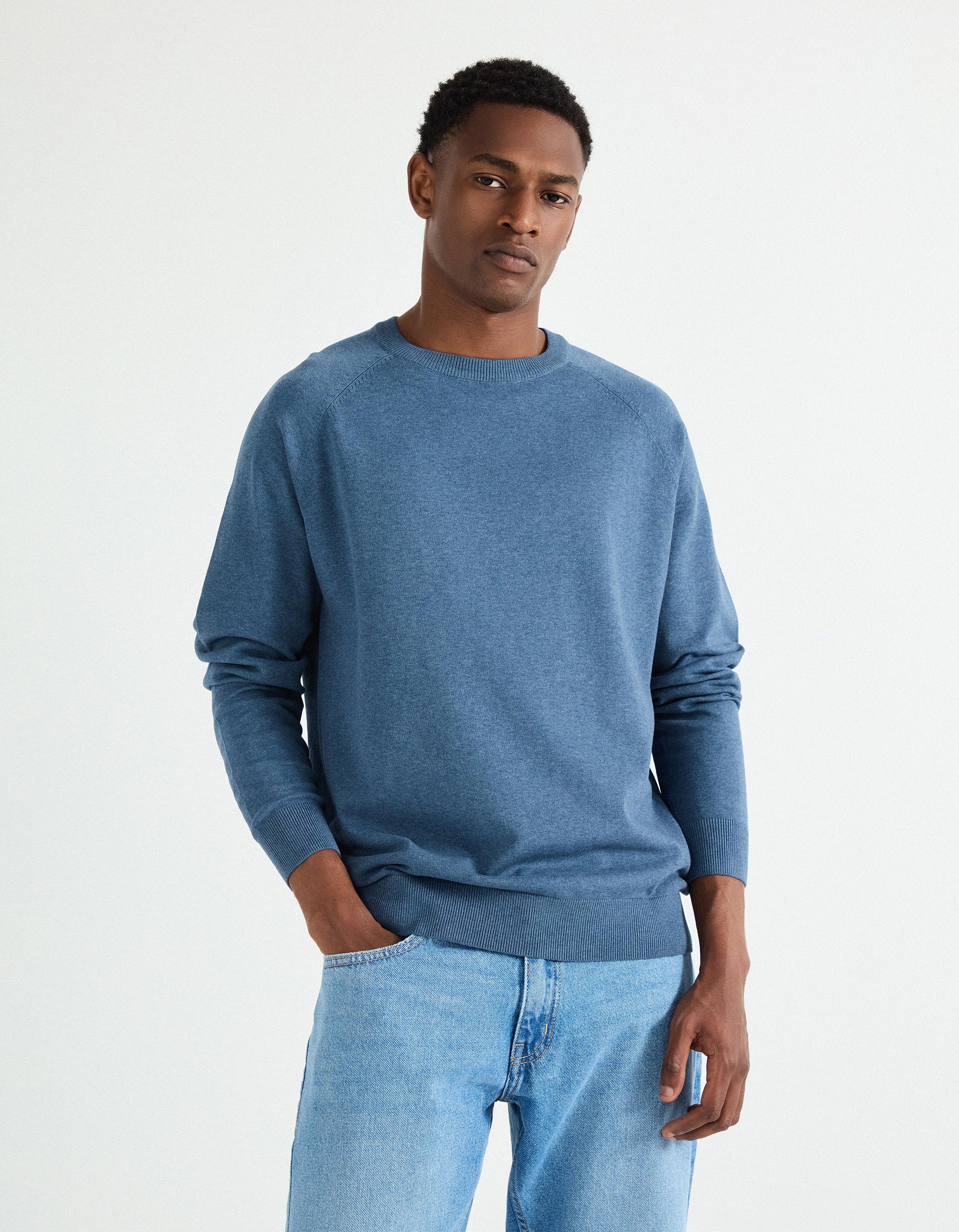 Camisola de Malha, Homem, Azul