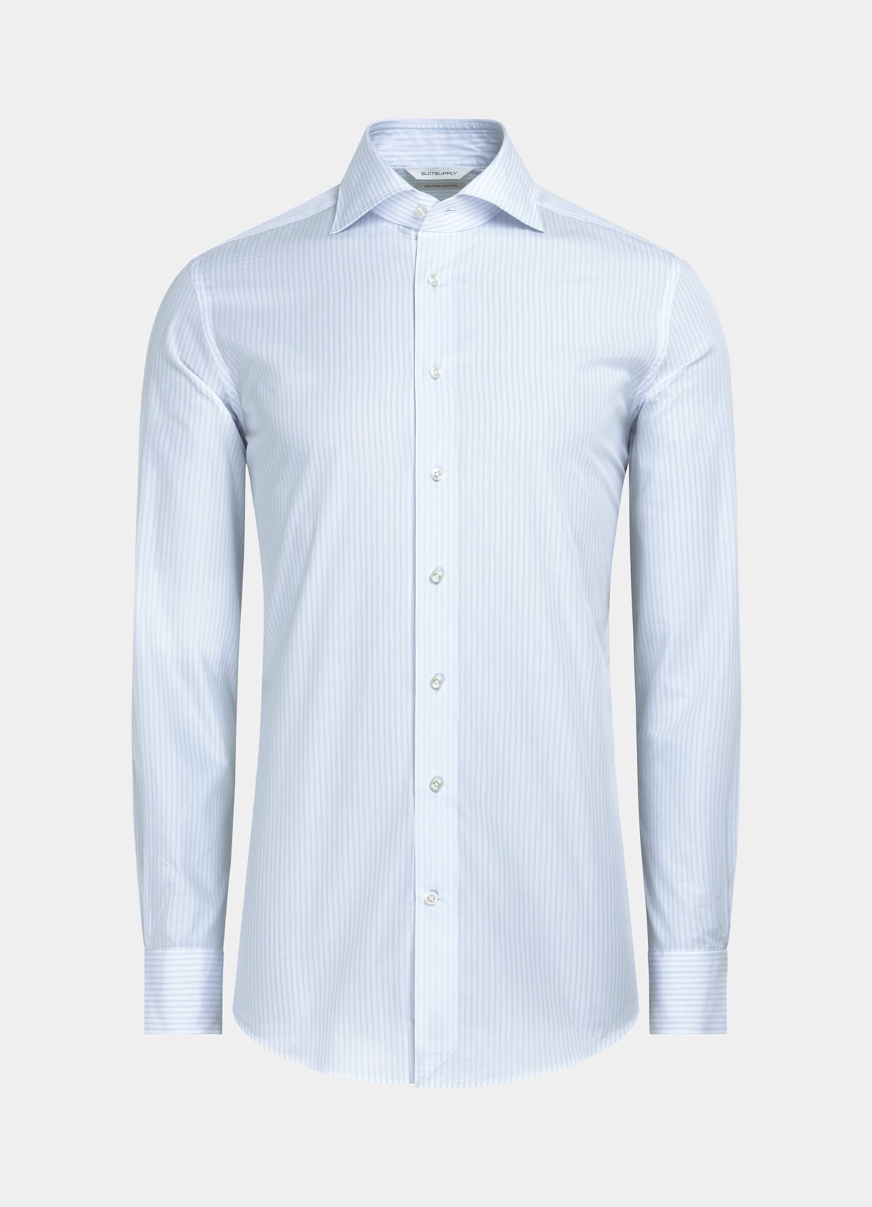 Chemise coupe ajustée en popeline bleue à rayures
