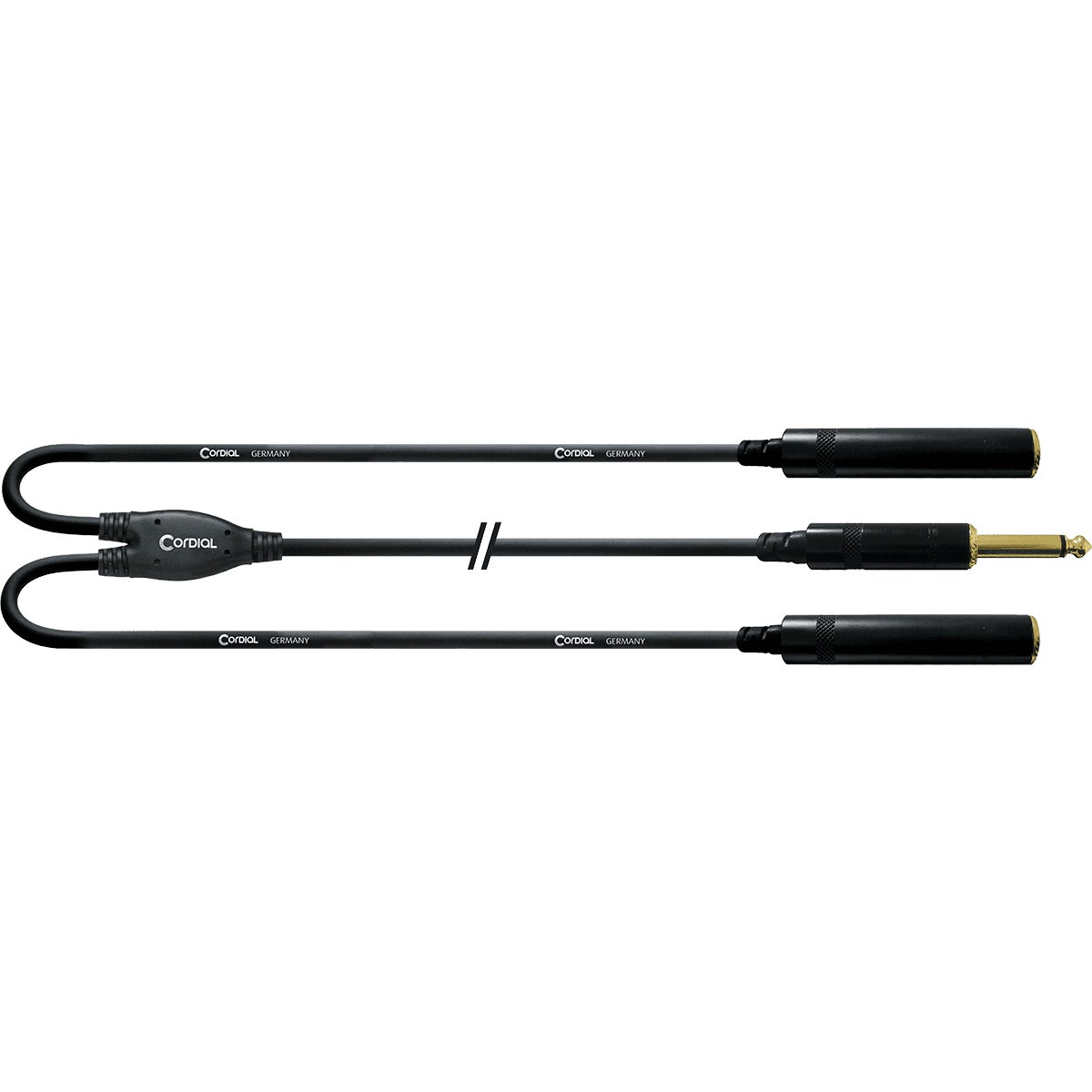 Cordial CFY0.3PGG Intro verloopkabel 6.3mm TS jack 2x fem - 1x male 0.3m zwart