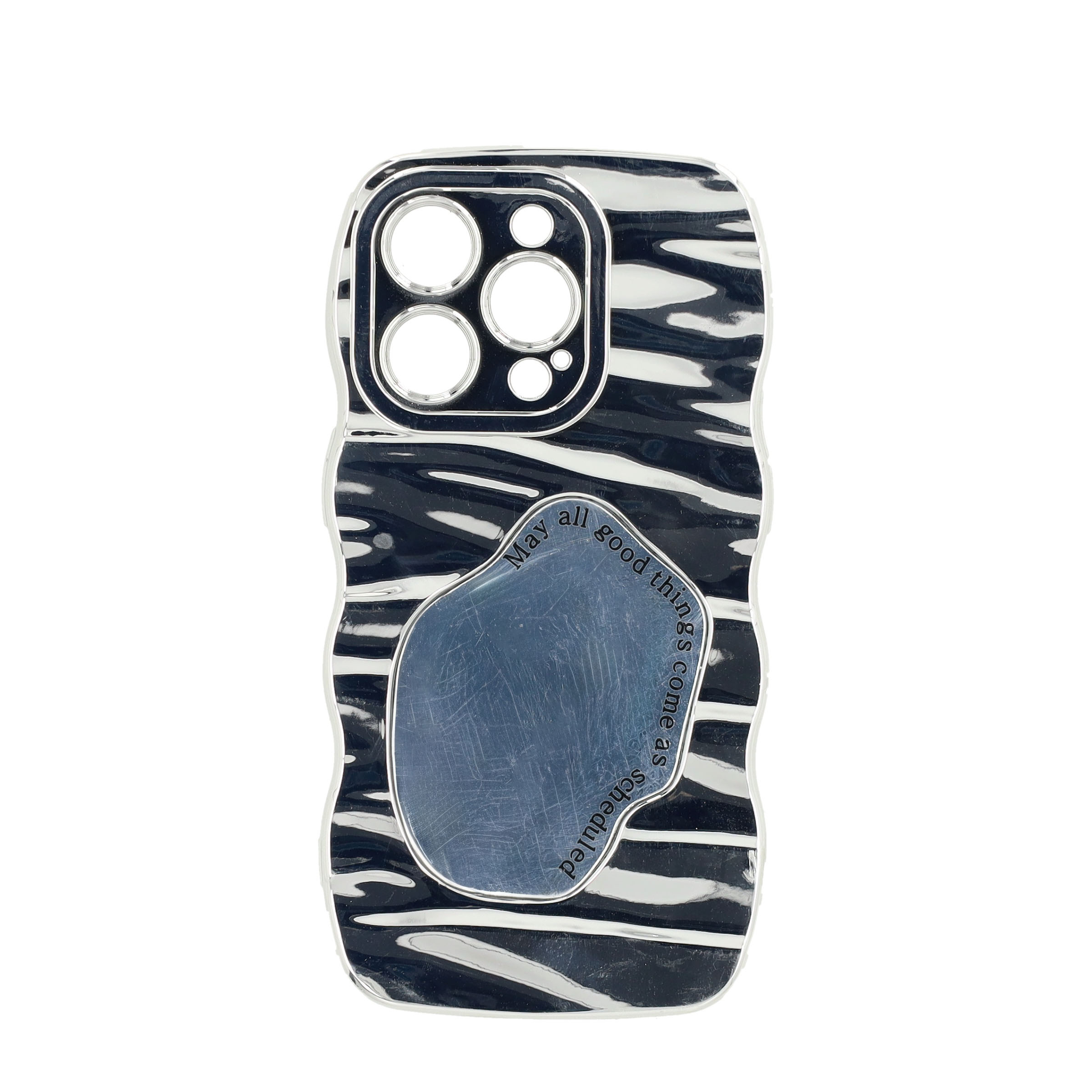 iPhone 14 Pro Gummi Case Hülle mit Spiegel und Kameraschutz - Silber