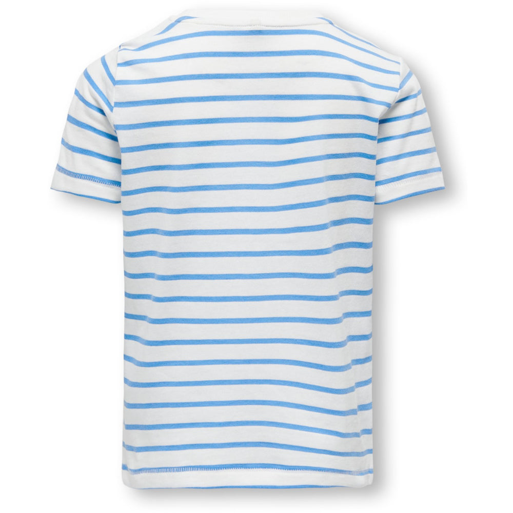 Køb kids ONLY Cloud Dancer Azure blue + print pomme stripe Bone La Pomme T-Shirt