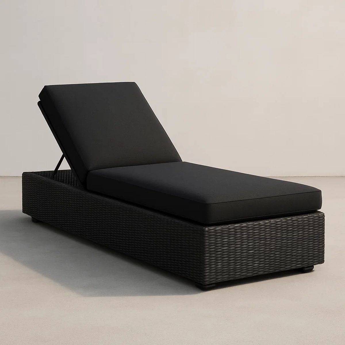 Gartensonnenliege PE-Rattan Schwarz Verstellbar 200x75x35 cm