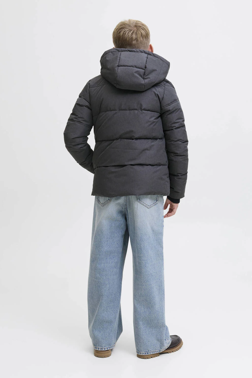 JACK & JONES JUNIOR gewatteerde jas grijs melange
