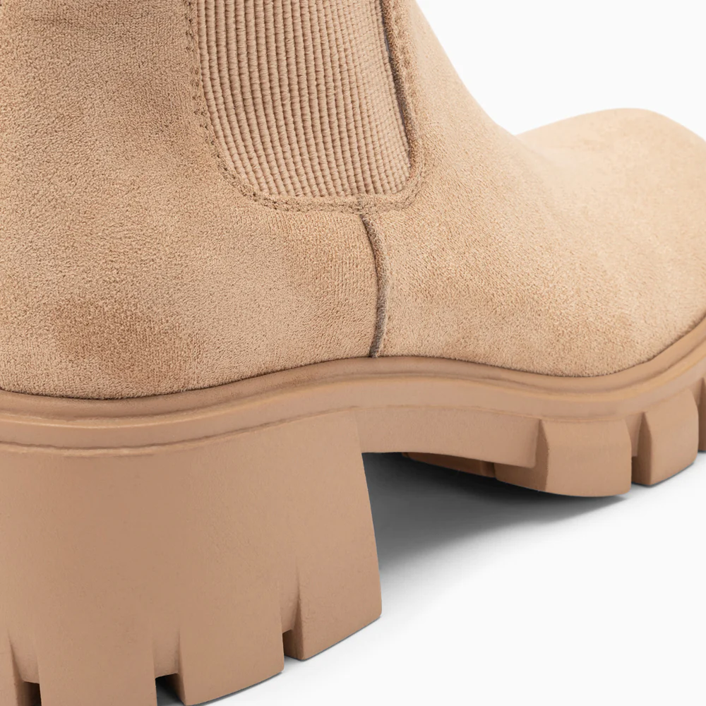 Bottines-Bottines Chelsea Valérie beige à talon cranté