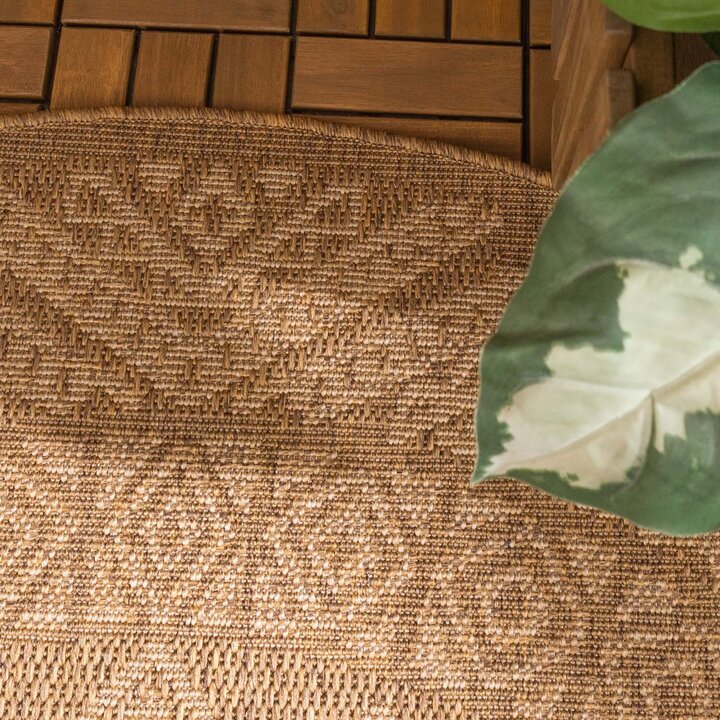 Rond jute buitenkleed - Mavi Medaillon Bruin/Creme