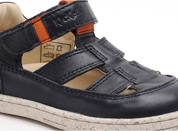 Kickers nu pieds bebe tractus bleu