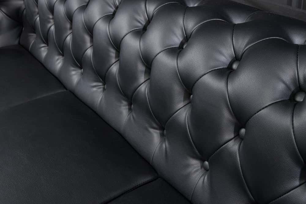Chesterfield 3-Sitzer Sofa 205cm schwarz Nietenbesatz Federkern