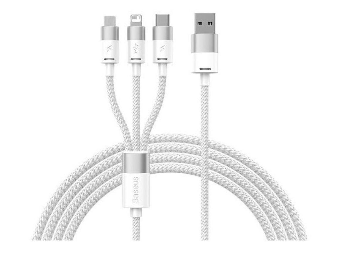 CABOS BASEUS CARREGAMENTO 3EM1 BRANCO 1.2 MT