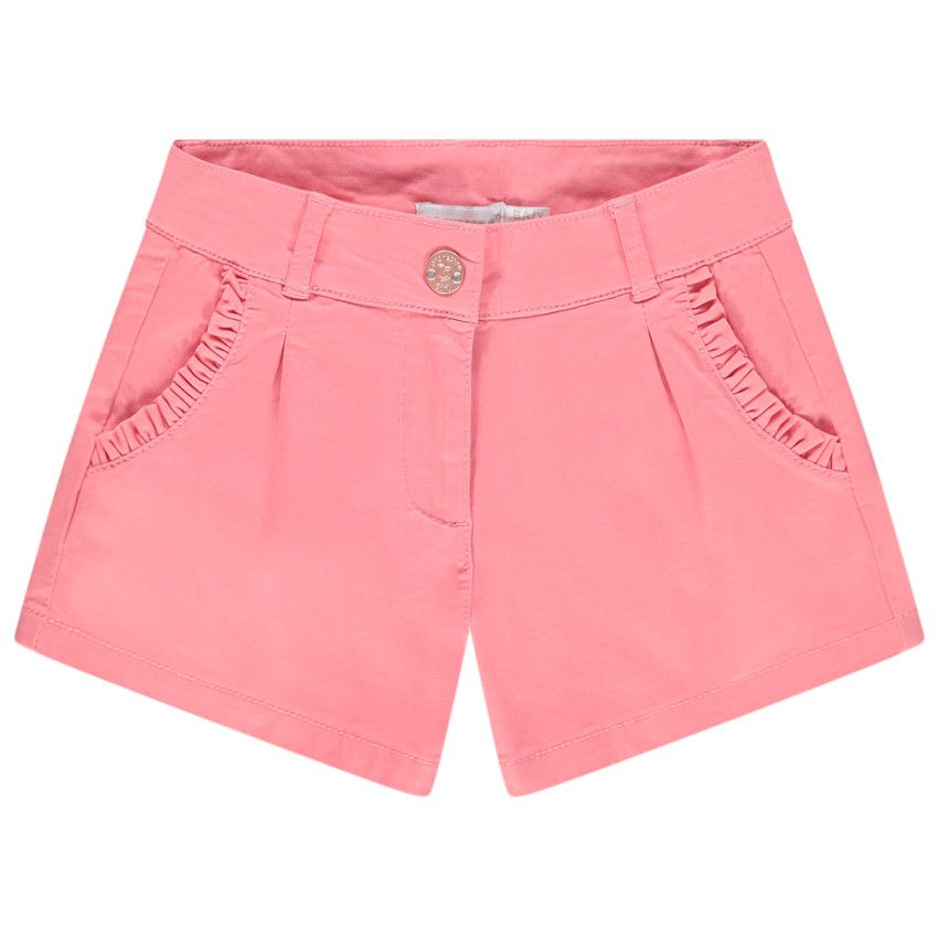 Short en satin de coton uni à poches volantées - Multicolore