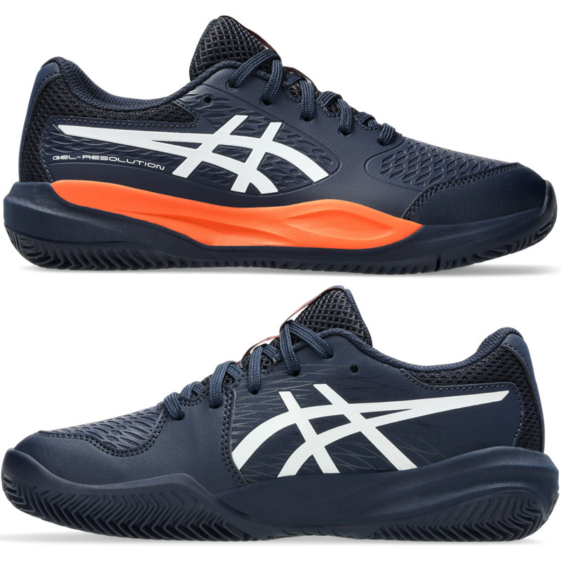 Asics Gel Resolution X Clay junior bleu marine et orange