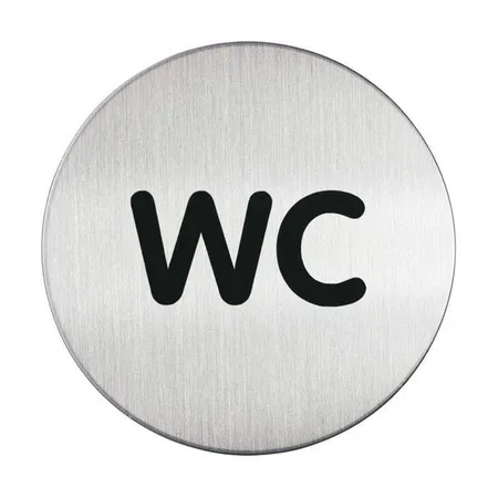 Durable 490723 Picto WC, 83 mm Durchmesser, metallic silber