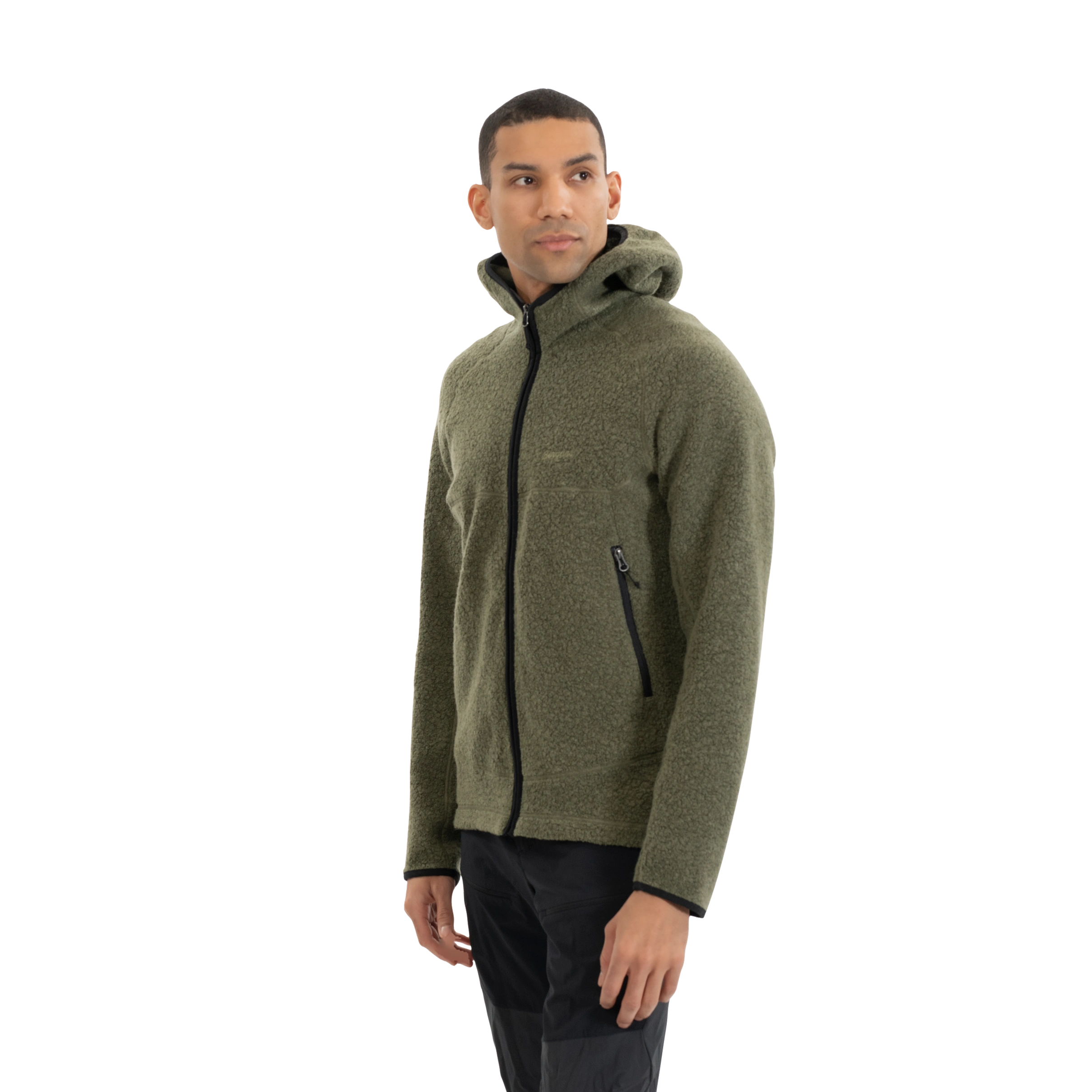 Vaagaa Merino Terry Midlayer Hoodie Men Green Mud