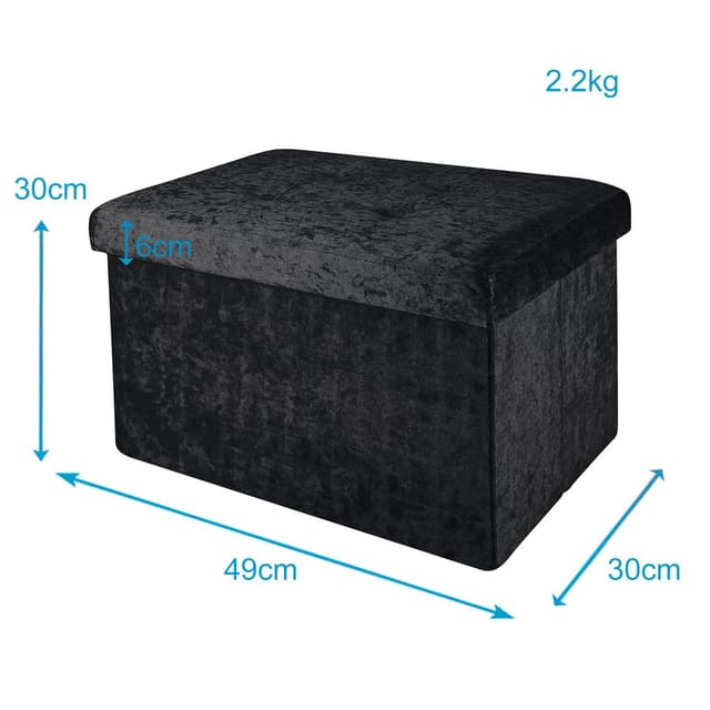 Foldbar Skammel Bænk 49x30x30cm Taburet (sort)