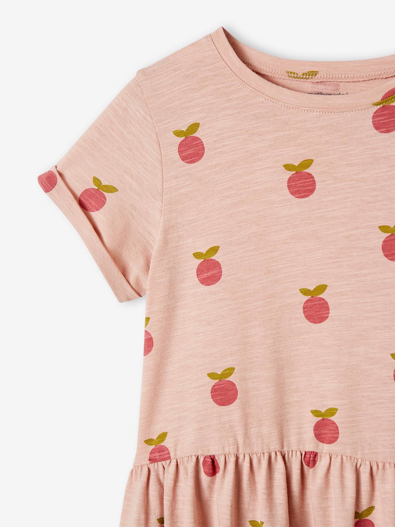 Vestido estampado para meninas, rosa claro