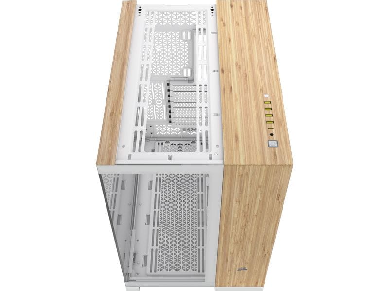 Corsair PC-Gehäuse 6500X Weiss/Bambus Mid-Tower PC-Case mit Zwei-Kammer-Design und herausragendem Luftstrom