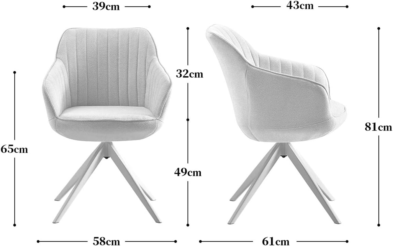B&D home® Esszimmerstuhl ARVIT drehbar – mit Armlehnen, 360° Drehfunktion, Moderner Cordstoff in hell Grau, Metallgestell schwarz, komfortabel gepolstert