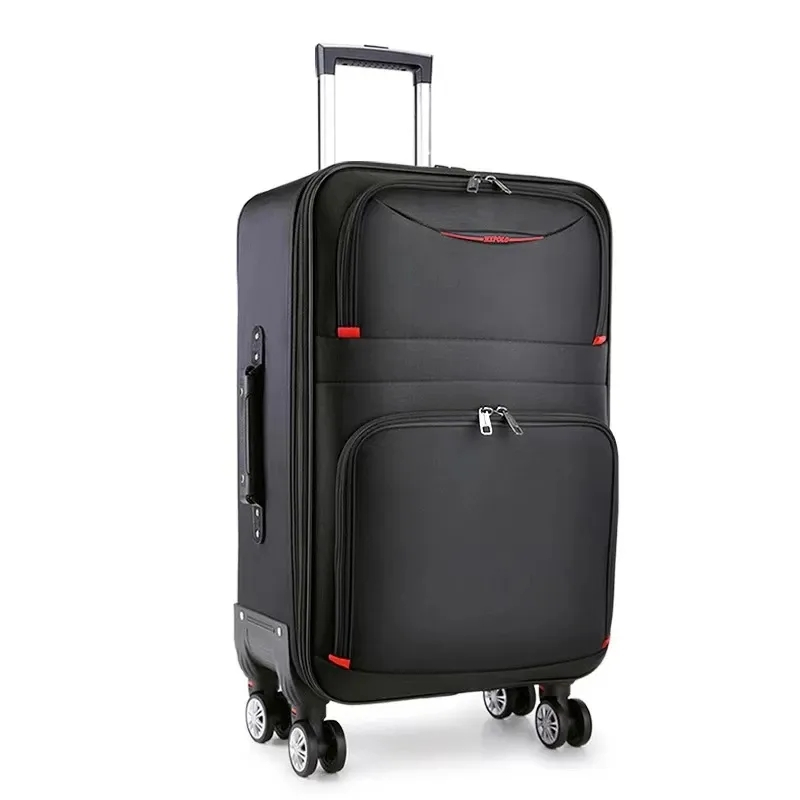 (2-tlg. Set) 39.6L / 24 L Reisekoffer Trolley Gepäckset mit Reissverschluss Zahlenschloss - Schwarz