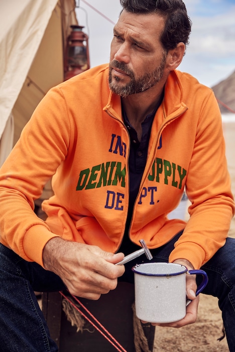 Sweatjacke, Stehkragen, Zipper, Print