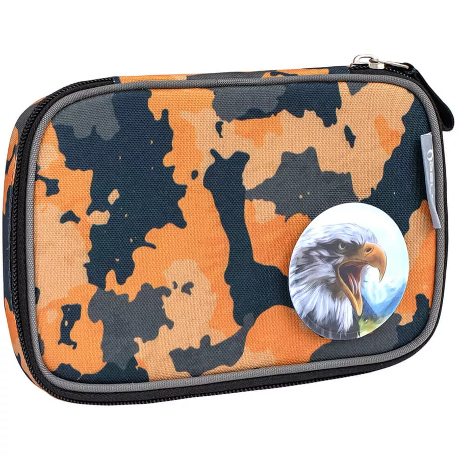 Belmil Schulranzen Smarty Schulranzen Set 6-teilig mit Brustgurt, Hüftgurt Orange Camouflage