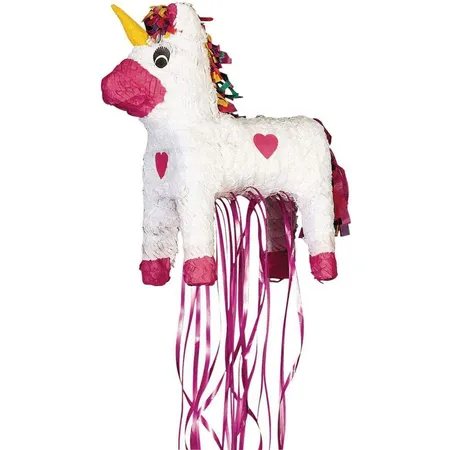 amscan P39100 - Pull-Pinata Einhorn zum Befüllen mit Süßigkeiten und Konfetti
