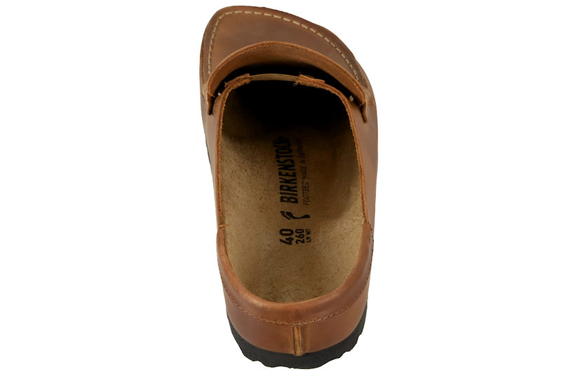 BIRKENSTOCK NAPLES WRAPPED SLENTERS I COGNACFARVET OLIERET SKIND