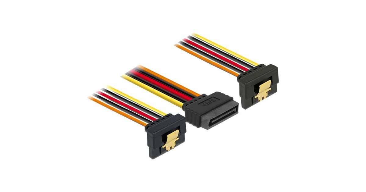DeLOCKSATA 15-pin > 2 x SATA 15-pin power splitterkabel  (Zwart/rood, 0,15 meter)
