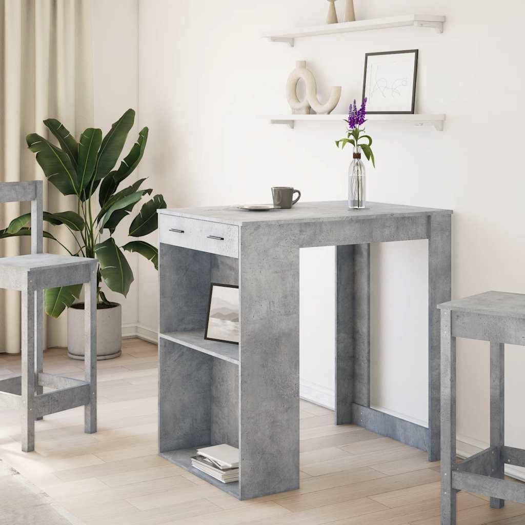 Bartisch Betongrau 102x70x103,5 cm Holzwerkstoff Bartisch, Bistrotisch Bartheke für Hausbar, Wohnzimmer und Esszimme