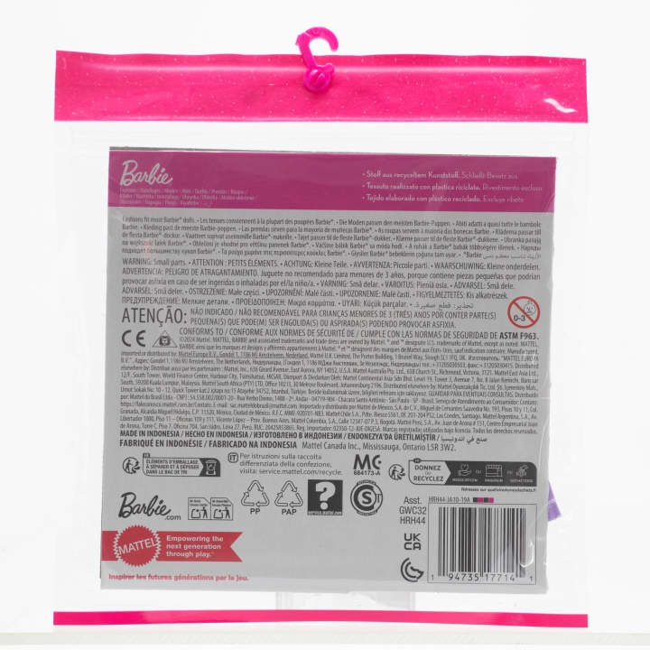 Barbie - Mode 2-pak - Havfruekjole, Lilla Top + Nederdel, Pink Søhestehalskæde og Blåt Armbånd