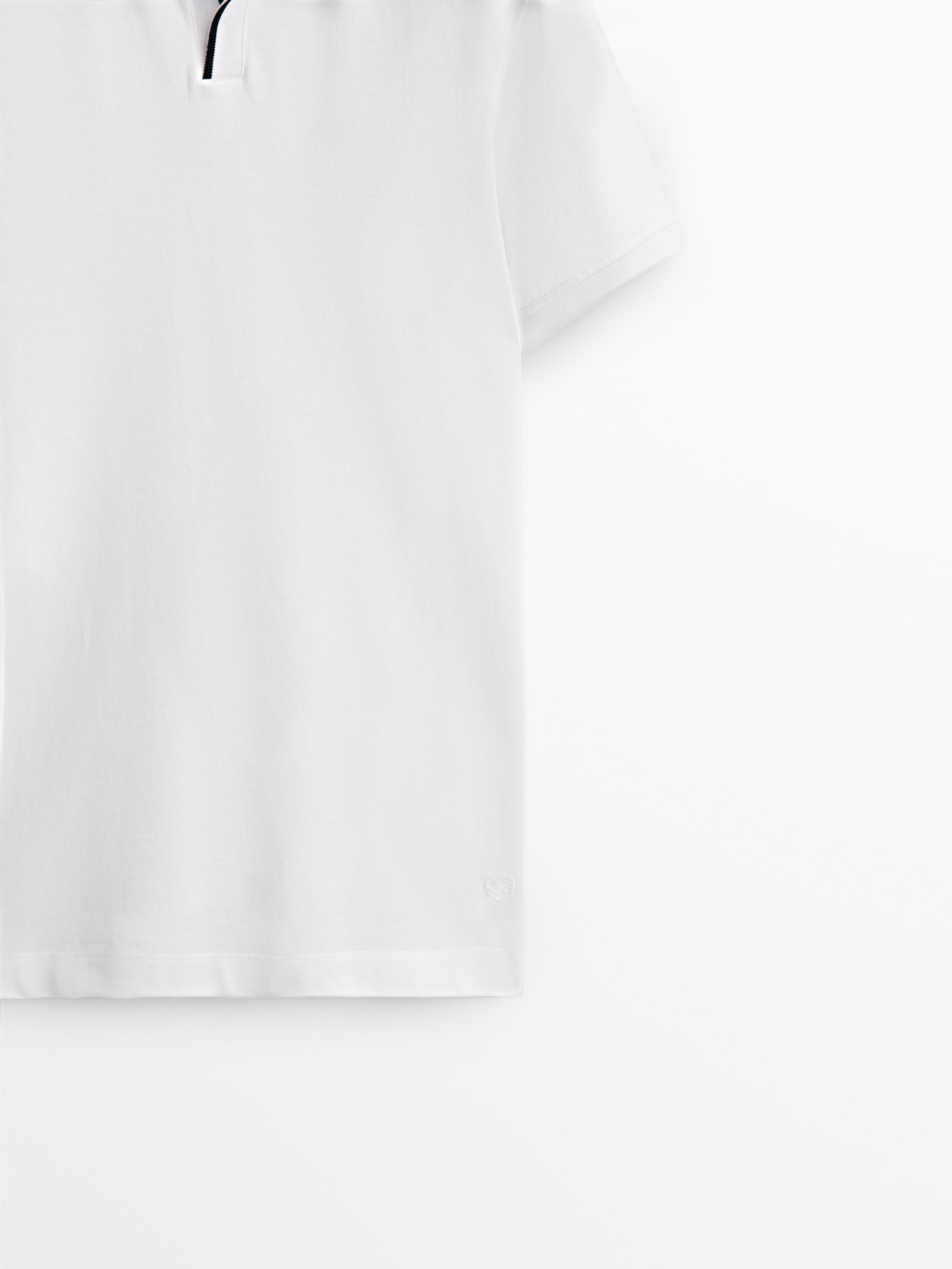 Cuello Camisa polo manga curta contrastante - BLANCO