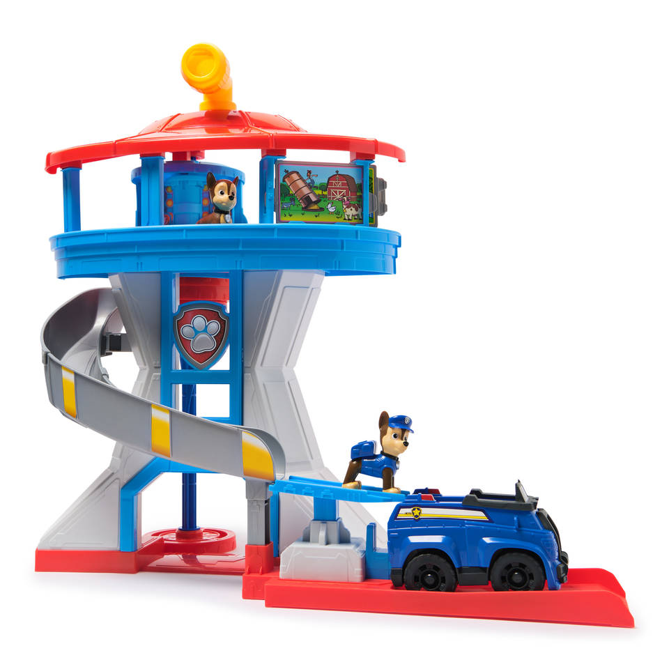 PAW Patrol speelfigurenset uitkijktoren met 2 Chase-figuren en auto