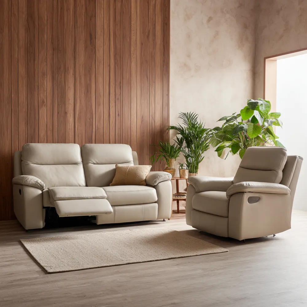 Sofa-Set Leder 2-Sitzer (160x90x100 cm) und Sessel (100x90x100 cm) - B